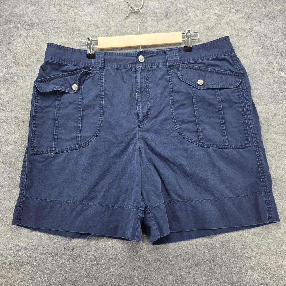 Lauren Ralph Lauren Shorts Womens 18 Blue Cargo Twill Cotton Pockets 8 Inseam